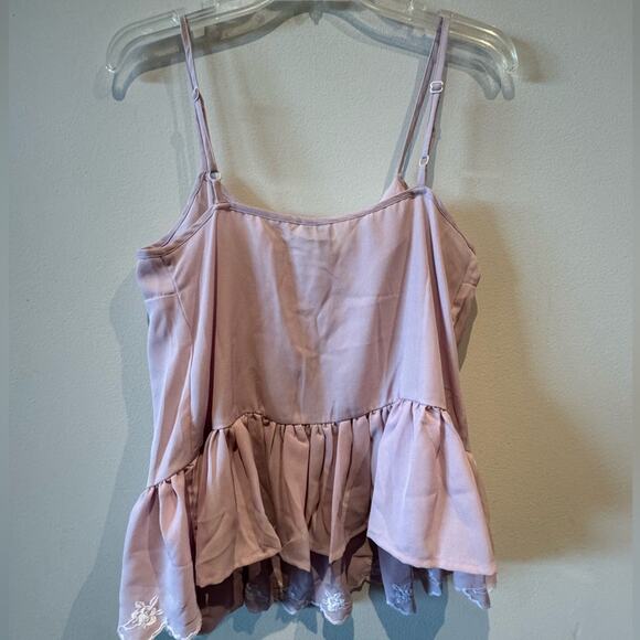 ASOS V neck spaghetti strap ruffle front with buttons NWT tank size 6 in pink - Picture 6 of 6